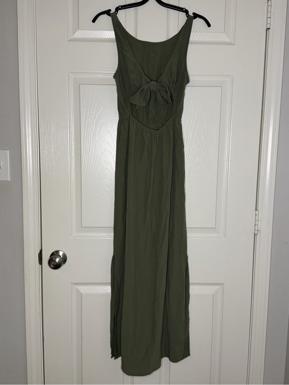 ASOS Olive Green Sleeveless Maxi Dress with Tie Back